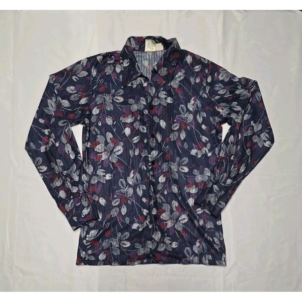 Vintage Paul Howard Floral Shirt Mens Small Polyester Hippie Disco Boho 60s 70s